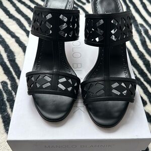 Manolo Blahnik Black Cutout Sandals